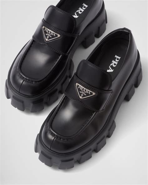 black and white prada loafers|platform loafers prada.